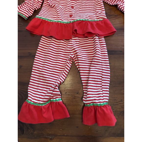 All Mine Baby Girl 2 Piece Stripe Christmas PJ's 18 Months Ruffles - Picture 6 of 13